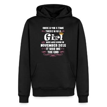 Es war einmal ein Mädchen. November 2015 Geburtsta - Männer Premium Bio Hoodie - Schwarz - Vorne - Nico (187cm)