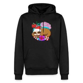 Noël paresseux Joyeux Noël - Sweat à capuche Premium bio Homme - noir - Devant - Nico (187cm)