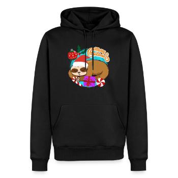 Noël paresseux Joyeux Noël - Sweat à capuche Premium bio Homme - noir - Devant - Nico (187cm)