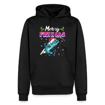 Joyeux pêcheur Angler Ange de Noël - Sweat à capuche Premium bio Homme - noir - Devant - Nico (187cm)