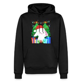 Niedlicher Haase Tannenbaum Weihnachten - Männer Premium Bio Hoodie - Schwarz - Vorne - Nico (187cm)