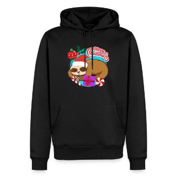 Noël paresseux Joyeux Noël - Sweat à capuche Premium bio Homme - noir - Devant - Nico (187cm)