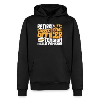 Correctional Officer Shirt, Goodbye Tension Hello - Men’s Premium Organic Hoodie - black - Front - Nico (187cm)