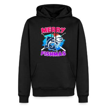 Joyeux poisson Pêche - Sweat à capuche Premium bio Homme - noir - Devant - Nico (187cm)