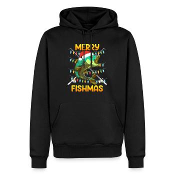 Pêcheur Noël Joyeux poisson Poisson - Sweat à capuche Premium bio Homme - noir - Devant - Nico (187cm)