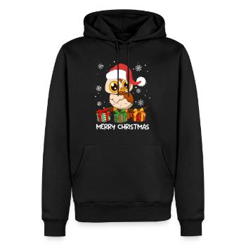 Joyeux Noël Hibou Noël - Sweat à capuche Premium bio Homme - noir - Devant - Nico (187cm)
