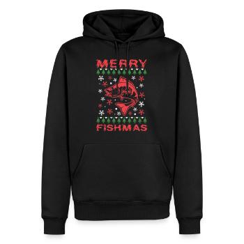 Joyeux Poissonnier Pêcheur Noël Crhistmas laids - Sweat à capuche Premium bio Homme - noir - Devant - Nico (187cm)