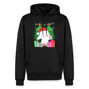 Niedlicher Haase Tannenbaum Weihnachten - Männer Premium Bio Hoodie - Schwarz - Vorne - Nico (187cm)
