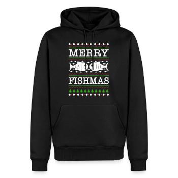 Laid Noël Pêcheur Poisson Pêcheur Noël - Sweat à capuche Premium bio Homme - noir - Devant - Nico (187cm)