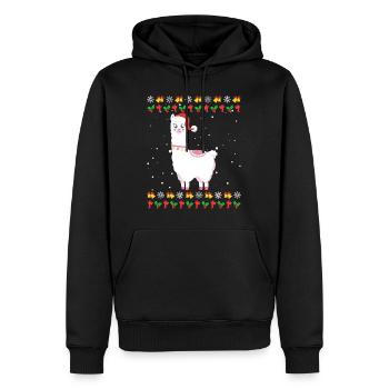 Noël moche Lama Alpaga Noël - Sweat à capuche Premium bio Homme - noir - Devant - Nico (187cm)
