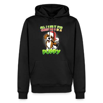 Je veux un chiot pour Noël Chien Puppy Beagle - Sweat à capuche Premium bio Homme - noir - Devant - Nico (187cm)