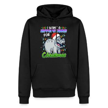 Je veux un hippotme pour Noël - Sweat à capuche Premium bio Homme - noir - Devant - Nico (187cm)