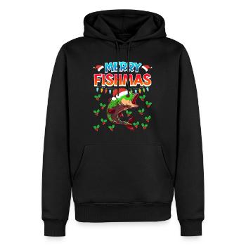 Niklaus Fish Noël Joyeux Fishmas - Sweat à capuche Premium bio Homme - noir - Devant - Nico (187cm)