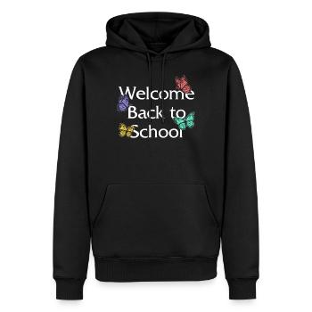Chemise de retour à l’école, Welcome Back Butterfly Tee, - Sweat à capuche Premium bio Homme - noir - Devant - Nico (187cm)