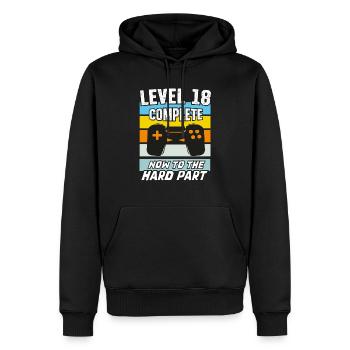 Niveau 18 Jeux vidéo d’anniversaire 18ème jour - Sweat à capuche Premium bio Homme - noir - Devant - Nico (187cm)