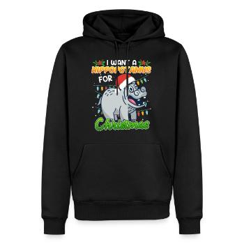 I want a Hippotmus for Christmas - Männer Premium Bio Hoodie - Schwarz - Vorne - Nico (187cm)