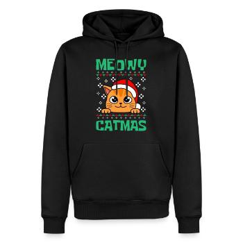 Meowy Catmas Katzen - Männer Premium Bio Hoodie - Schwarz - Vorne - Nico (187cm)