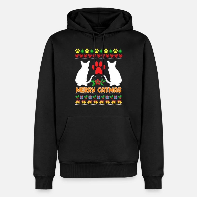 Chats de Noël moches - Sweat à capuche Premium bio Homme - noir