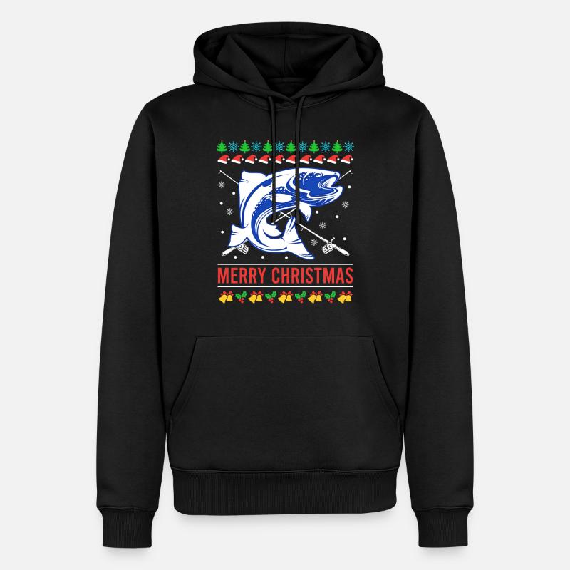 Joyeux poisson de Noël moche - Sweat à capuche Premium bio Homme - noir
