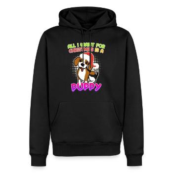 Je veux un chiot pour Noël Chien Puppy Beagle - Sweat à capuche Premium bio Homme - noir - Devant - Nico (187cm)