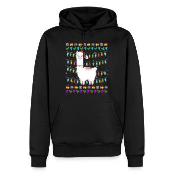 Noël moche Lama Alpaga Noël - Sweat à capuche Premium bio Homme - noir - Devant - Nico (187cm)