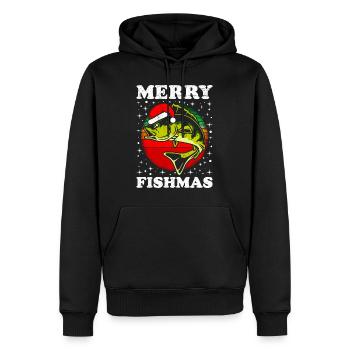 Joyeux pêcheur Angler Ange de Noël - Sweat à capuche Premium bio Homme - noir - Devant - Nico (187cm)