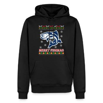 Ange Noël Joyeux Poissonnier Pêcheur - Sweat à capuche Premium bio Homme - noir - Devant - Nico (187cm)