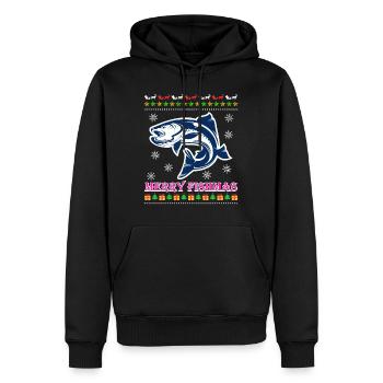 Ange Noël Joyeux Poissonnier Pêcheur - Sweat à capuche Premium bio Homme - noir - Devant - Nico (187cm)