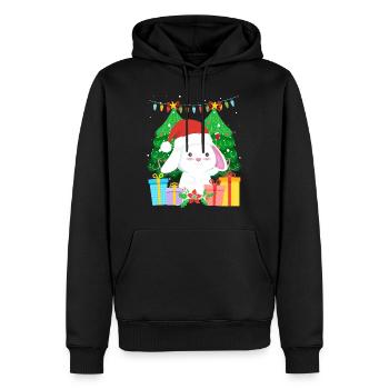 Niedlicher Haase Tannenbaum Weihnachten - Männer Premium Bio Hoodie - Schwarz - Vorne - Nico (187cm)