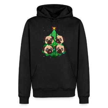 Mops Weihnachten Mops Hund Tannenbaum - Männer Premium Bio Hoodie - Schwarz - Vorne - Nico (187cm)