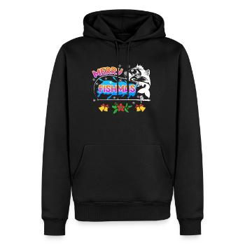 Pêcheur Noël Pêche Joyeux Poissons - Sweat à capuche Premium bio Homme - noir - Devant - Nico (187cm)