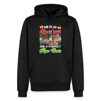 Miaou de Noël et une année purrfect - Sweat à capuche Premium bio Homme - noir - Devant - Nico (187cm)
