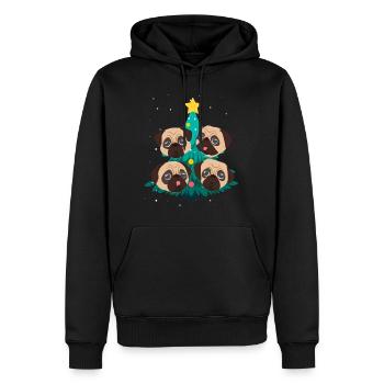 Mops Weihnachten Mops Hund Tannenbaum - Männer Premium Bio Hoodie - Schwarz - Vorne - Nico (187cm)