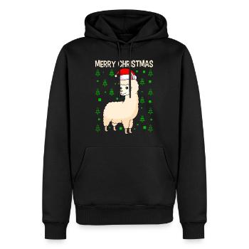 Lama Alpaga Joyeux Noël - Sweat à capuche Premium bio Homme - noir - Devant - Nico (187cm)