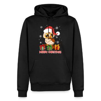 Joyeux Noël Hibou Noël - Sweat à capuche Premium bio Homme - noir - Devant - Nico (187cm)