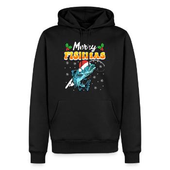 Joyeux pêcheur Angler Ange de Noël - Sweat à capuche Premium bio Homme - noir - Devant - Nico (187cm)