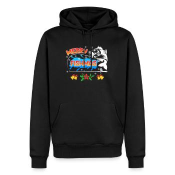 Pêcheur Noël Pêche Joyeux Poissons - Sweat à capuche Premium bio Homme - noir - Devant - Nico (187cm)
