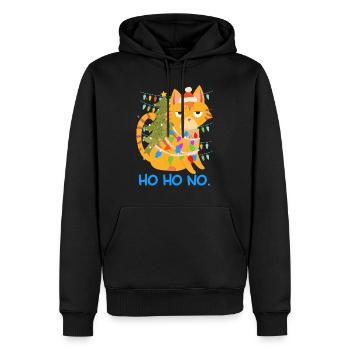 Lustige Katze Lichterkette Tannenbau - Männer Premium Bio Hoodie - Schwarz - Vorne - Nico (187cm)