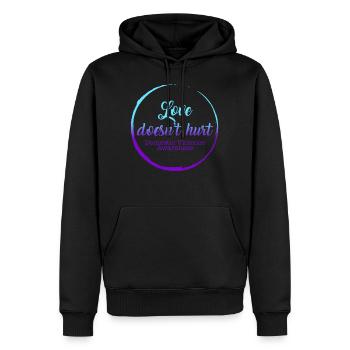 Chemise de sensibilisation à la violence familiale, l’amour ne l’aime pas - Sweat à capuche Premium bio Homme - noir - Devant - Nico (187cm)