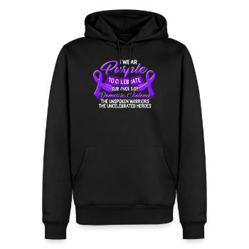 Domestic Violence Awareness Shirt, I Wear Purple - Männer Premium Bio Hoodie - Schwarz - Vorne - Nico (187cm)
