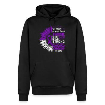 Shirt zur Sensibilisierung für häusliche Gewalt, stark sein - Männer Premium Bio Hoodie - Schwarz - Vorne - Nico (187cm)