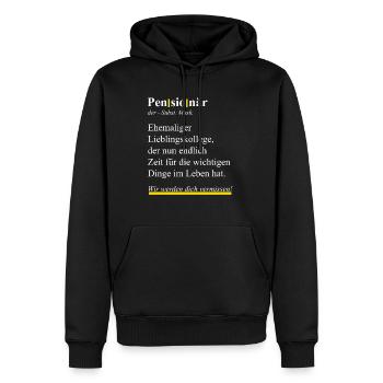 Pensionär Geschenk Arbeitskollege zum Ruhestand - Männer Premium Bio Hoodie - Schwarz - Vorne - Nico (187cm)