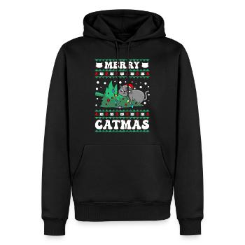 Merry Catmas Cats Christmas Cat Propriétaire - Sweat à capuche Premium bio Homme - noir - Devant - Nico (187cm)
