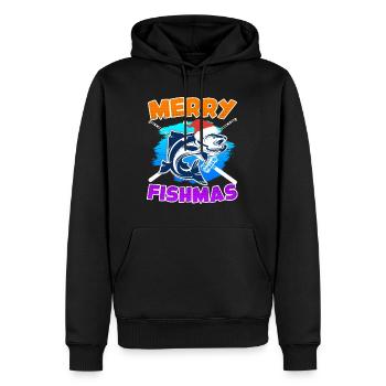 Joyeux poisson Pêche - Sweat à capuche Premium bio Homme - noir - Devant - Nico (187cm)