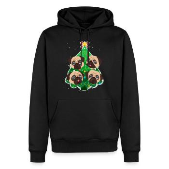 Mops Weihnachten Mops Hund Tannenbaum - Männer Premium Bio Hoodie - Schwarz - Vorne - Nico (187cm)