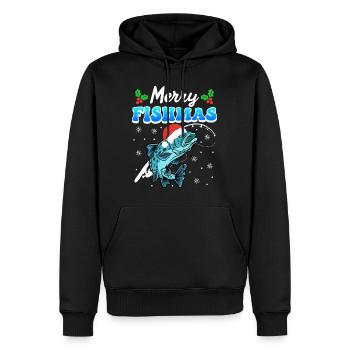 Joyeux pêcheur Angler Ange de Noël - Sweat à capuche Premium bio Homme - noir - Devant - Nico (187cm)
