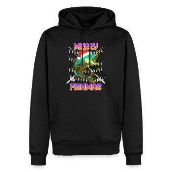 Pêcheur Noël Joyeux poisson Poisson - Sweat à capuche Premium bio Homme - noir - Devant - Nico (187cm)