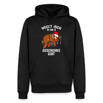 Weckt mich auf wenn es Geschenke gibt - Männer Premium Bio Hoodie - Schwarz - Vorne - Nico (187cm)