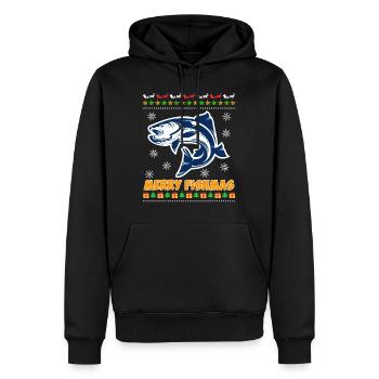 Ange Noël Joyeux Poissonnier Pêcheur - Sweat à capuche Premium bio Homme - noir - Devant - Nico (187cm)
