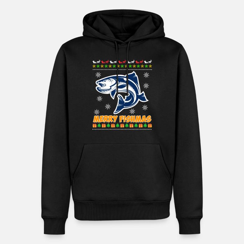 Ange Noël Joyeux Poissonnier Pêcheur - Sweat à capuche Premium bio Homme - noir